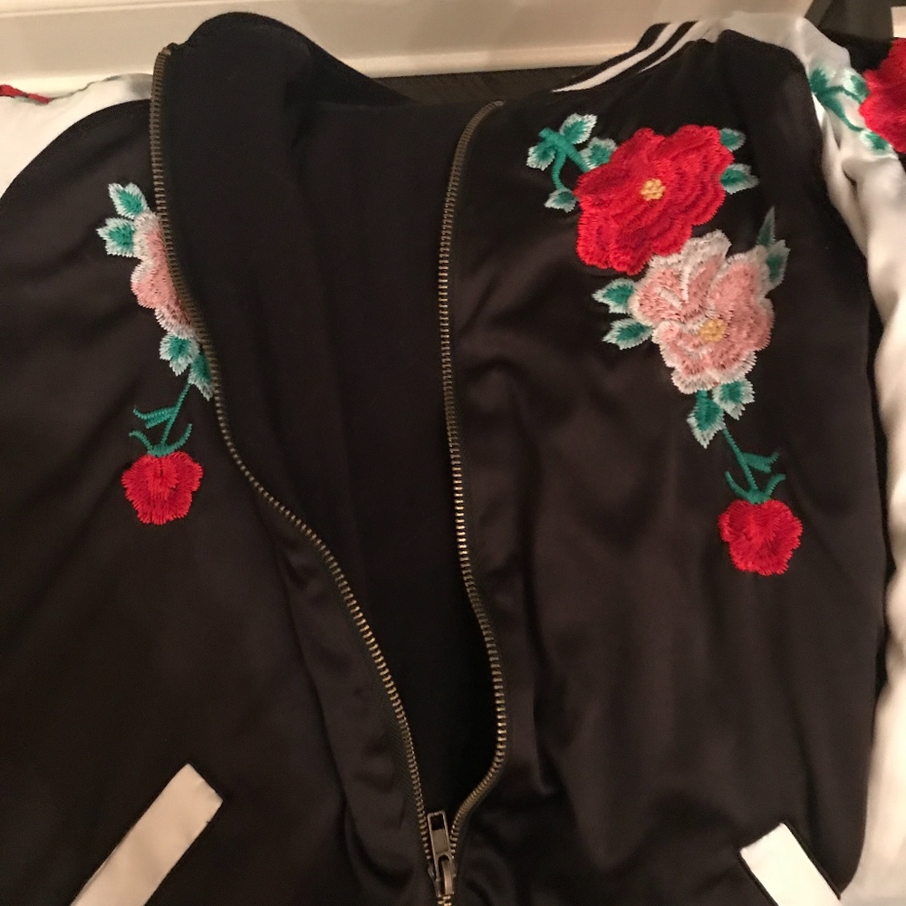 nordstrom black with floral stitching jacket